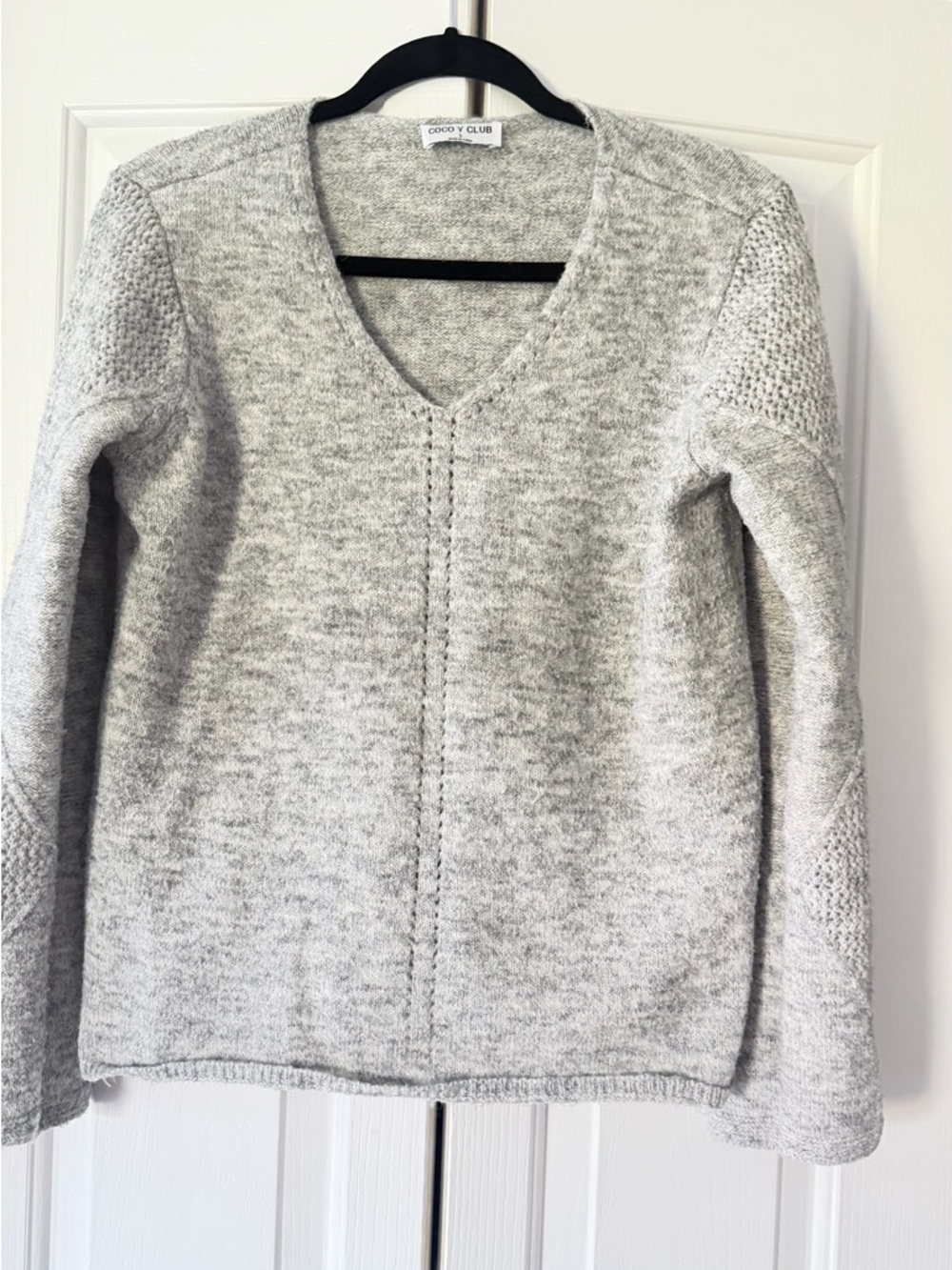 Cocoy Club Women's Heather Light Gray V-Neck Sweater
